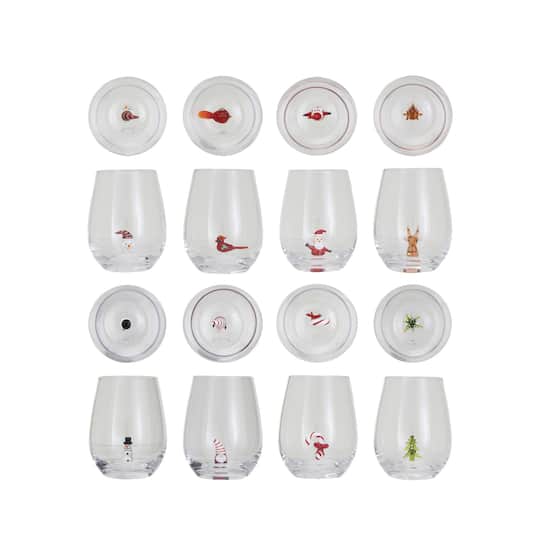 Hello Honey® 12oz. Stemless Wine Glass with Holiday Figure Set